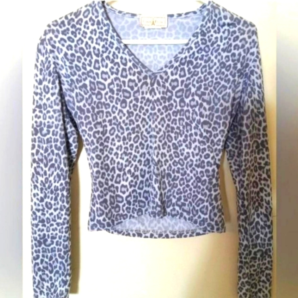 Vintage Y2K French Designer "Coco Paris" women's cheetah print blouse size small
